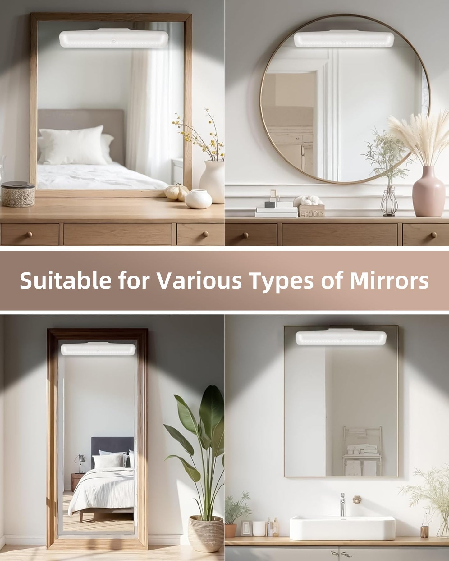 EZVALO Wireless Makeup Light 1 Pack, Vanity Lights for Mirror, Bathroom Vanity Light, Rechargeable, 3 Color Temperatures, Stepless Dimming, Touch Control, Adjustable Angle, Women's Gifts