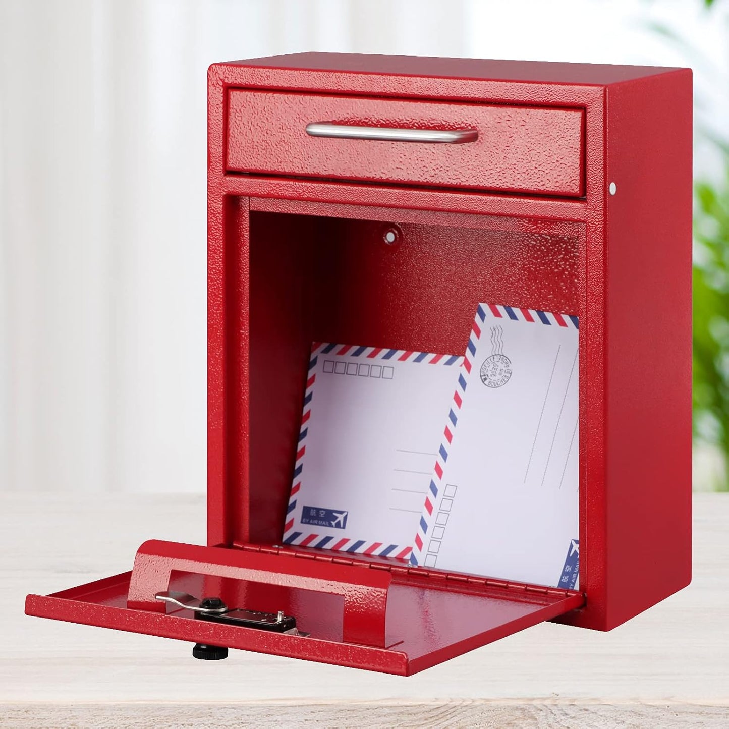 Secure Wall-Mount Mailbox with Lock | KYODOLED Large Steel Drop Box, Black, 16.2H x 11.22L x 4.72W