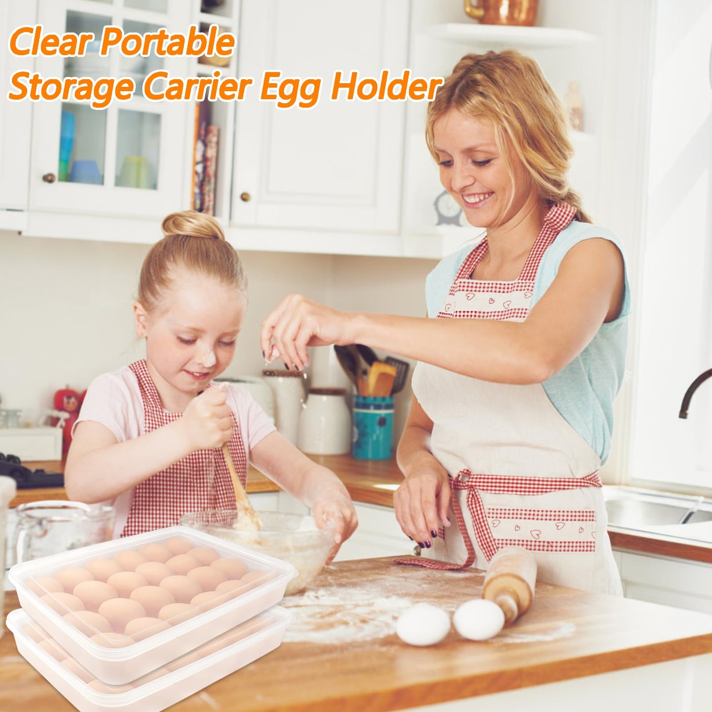 Qyyiguf 2 Pack Deviled Egg Containers with Lid,Clear Portable Storage Carrier Egg Holder,Stackable Plastic Egg Tray Carrier for Fridge,Kitchen,Keep Fresh(48 Eggs)