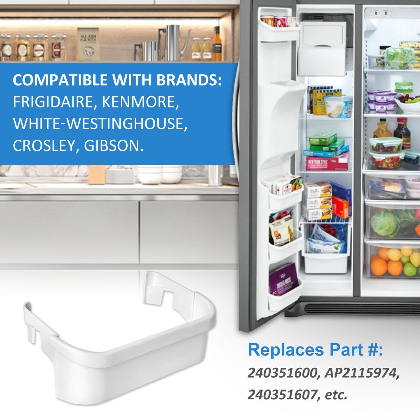 240351601 Refrigerator Freezer Door Bin Door Side Shelf Compatible with Kenmore Frigidaire Refrigerator