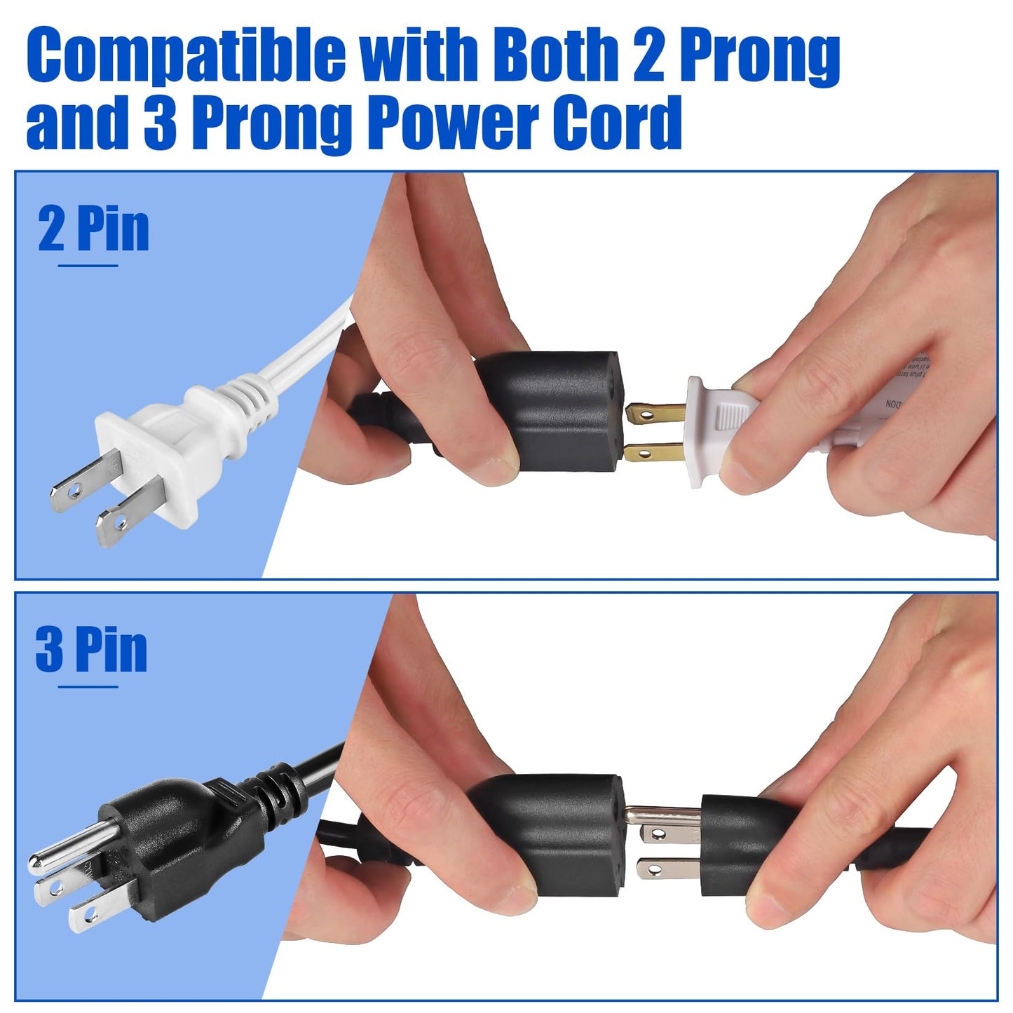 VSEER 4 Outlet Power Cord, NEMA 5-15P to 5-15R 3 Prong 1 to 4 Y Splitter US AC Male and Female Power Cable SJT 16AWG Outlet Saver, 4 Way Extension Cord Splitter Black, 20 Inch (1 Pack)