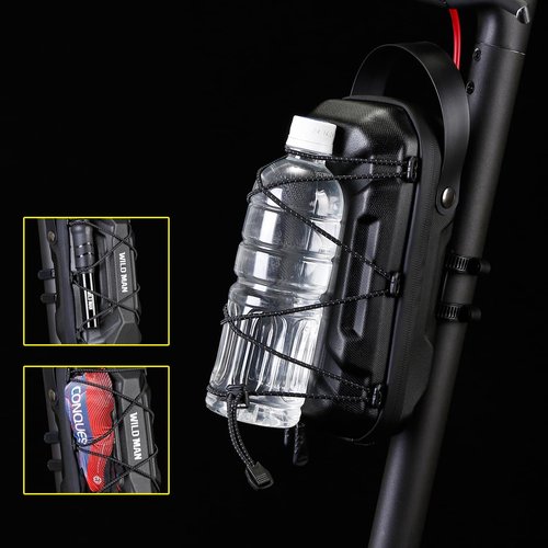 WILD MAN 2L Rainproof Quick Release Bike Handlebar Bag Hard Shell Waterproof Scooter Storage Bag for Kick Scooters Folding Bike Self Balancing Scooters MTB Bicycle Cycling(GD6X,Black)
