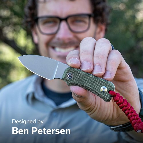 CIVIVI Edc Fixed Blade Knife with Kydex Sheath & Belt Loop, 2.39" Nitro-V Blade Small Baby Banter Camping Hiking Knife Designed by Ben Petersen, Lanyard and Chain Included C23045-2 (Green)