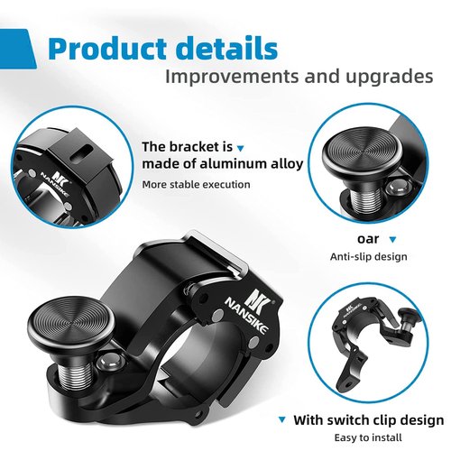 NANSIKE Black Bicycle Bell, Innovative Aluminium Mini Bell Bicycle Handlebar Bell 100 dB Bell, Crisp and Loud Sound, New Upgraded Bicycle Mountain Bike Horn, for 22-24mm (0.86-0.94inch) Handlebar