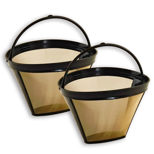 2 Pack GTF Gold Tone Coffee Filter for Cuisinart, Reusable 10-12 Cup #4 Style Cone Coffee Filters Basket Replacement for Cuisinart Coffee Makers