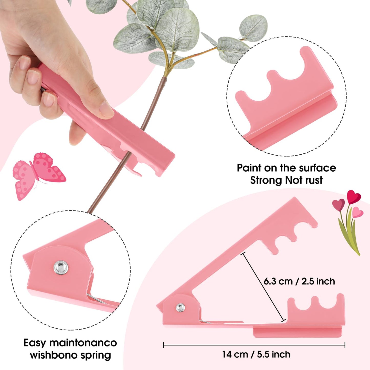 WILLBOND 2 Sets Thorn Remover for Rose, Durable Rose Stem Leaf Thorn Stripper Tool Kit Floral Stem Remover Crafting Tools Florist Garden Floral Arrangements(Pink)