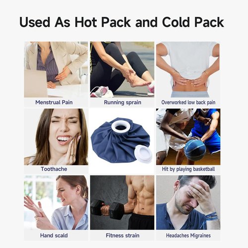 BICAREE Reusable Ice Pack for Injuries - No-Leak Hot & Cold Therapy Bag, 9-Inch Size