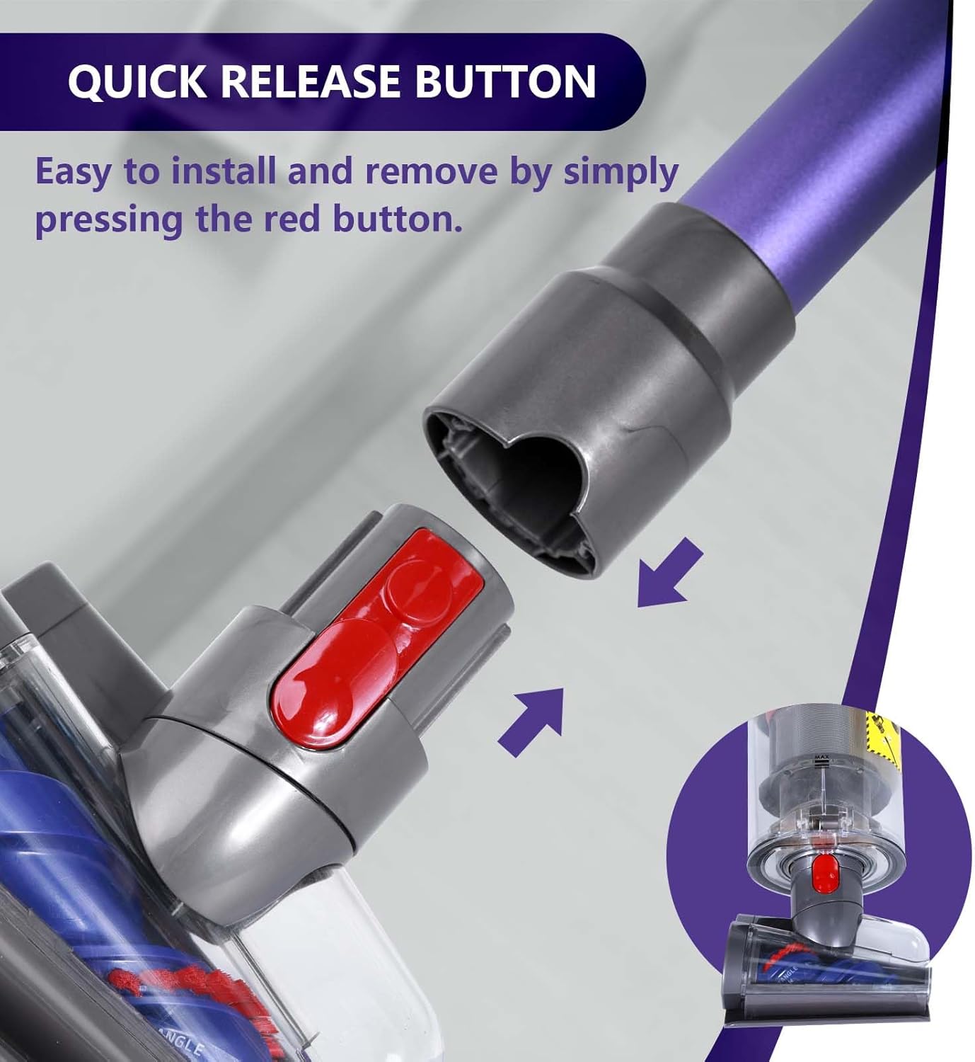 Dyson V7 V8 V10 V11 V15 Mini Motorized Brush Head - Anti-Tangle Tool for Long & Pet Hair