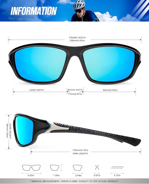 KALIYADI Polarized Sunglasses for Men - UV Protection Sports Glasses | 4 Pack for Fishing & Cycling