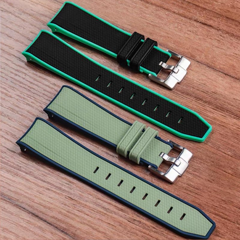 Boache Straps for Moonswatch Watch Quick Release Silicone Rubber Curved End No Gap Watch Band for Omega X Swatch Moonswatch Speedmaster Watch 20mm Straps Bracelet Replacement Strap for Men Women
