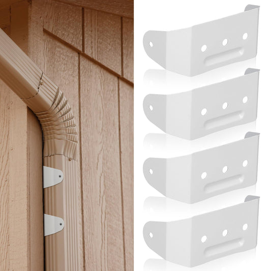 Shimeyao 4 Pcs Gutter Downspout Straps 2 x 3 Inch Downspout Pipe Clip Hidden Bracket, Aluminum Rain Gutter Straps for Secure Wall Mounting