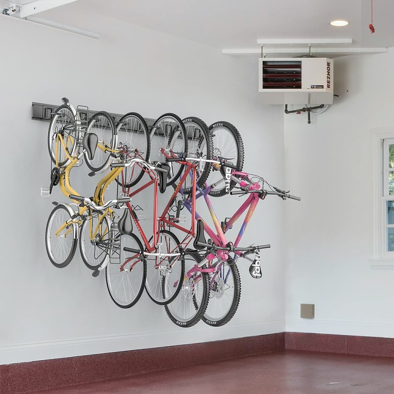 WALMANN Bike Hooks for Garage Wall, 6 Bikes Storage Rack Space Saving Wall Bike Mount Holds Up to 300 lbs, Vertical Bicycle Storage