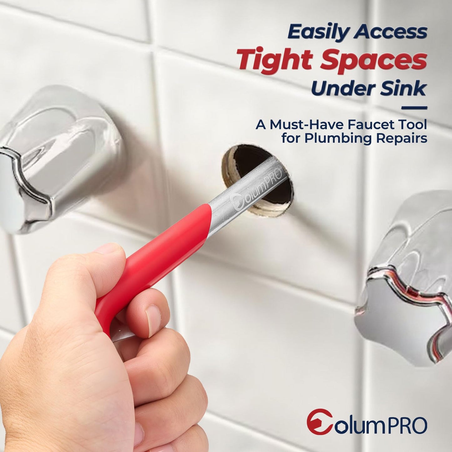 ColumPRO Faucet Seat Wrench, Dual-Ended Faucet Removal Tool, Compatible with Danco 80439, Faucet Tool for Installing Compression Seats, Hex/Square Under Sink Wrench