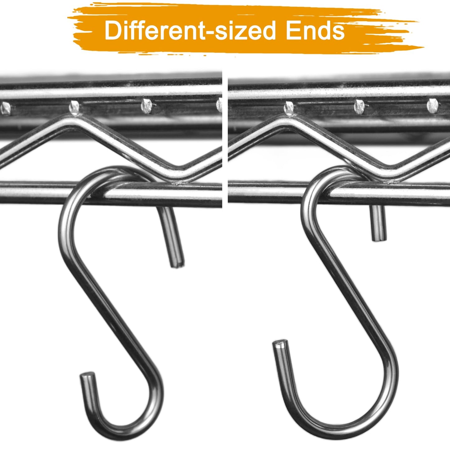LIGHT DUST Heavy Duty Steel S Hooks - 30pcs Small Hanging Stainless Steel Metal Hooks 2-Sized Ends Hangers Standing Wire Shelf Hangers Closet Rod Shelving Utility Garage Storage Organization (Silver)