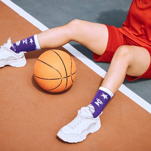 Maiteenly 6 Pairs 6 Pairs Girls Basketball Socks Youth Sport Crew Socks Gifts Bulk for Sport Lover Athletic Women Running Players (7.87 x 7.87 Inches,Basketball)