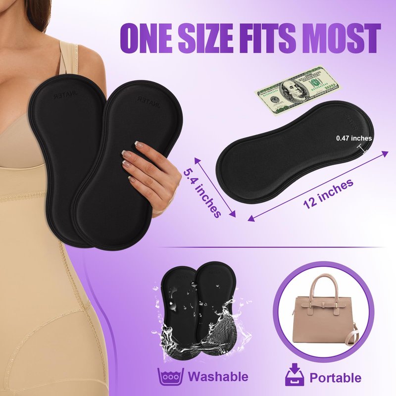 JNATER Lipo Foam Lateral Protectors - Women Lipo Side Foam Pads, Lipo Foams Post Surgery, Abdominal Compression Lipo Board For Tummy Tuck & Liposuction Post Surgery Recovery (2Pcs, Black)