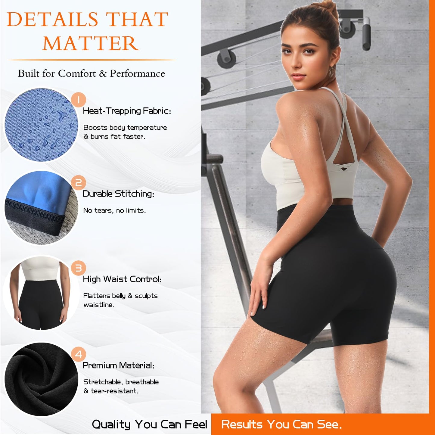 JBT Sauna Suit for Weight Loss Women: Thigh & Waist Trainer Shorts, Sweat Enhancing Workout Gear (Blue, M)