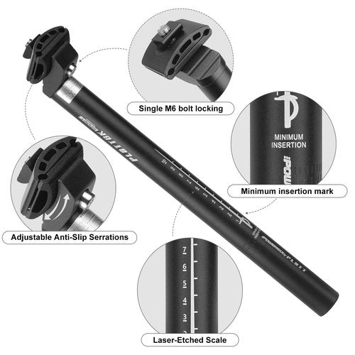 PLATTBK Bike Seat Post 25.4/27.2/28.6/30.9/31.6 350mm Aluminum Alloy Road Bike MTB Seatpost,28.6mm