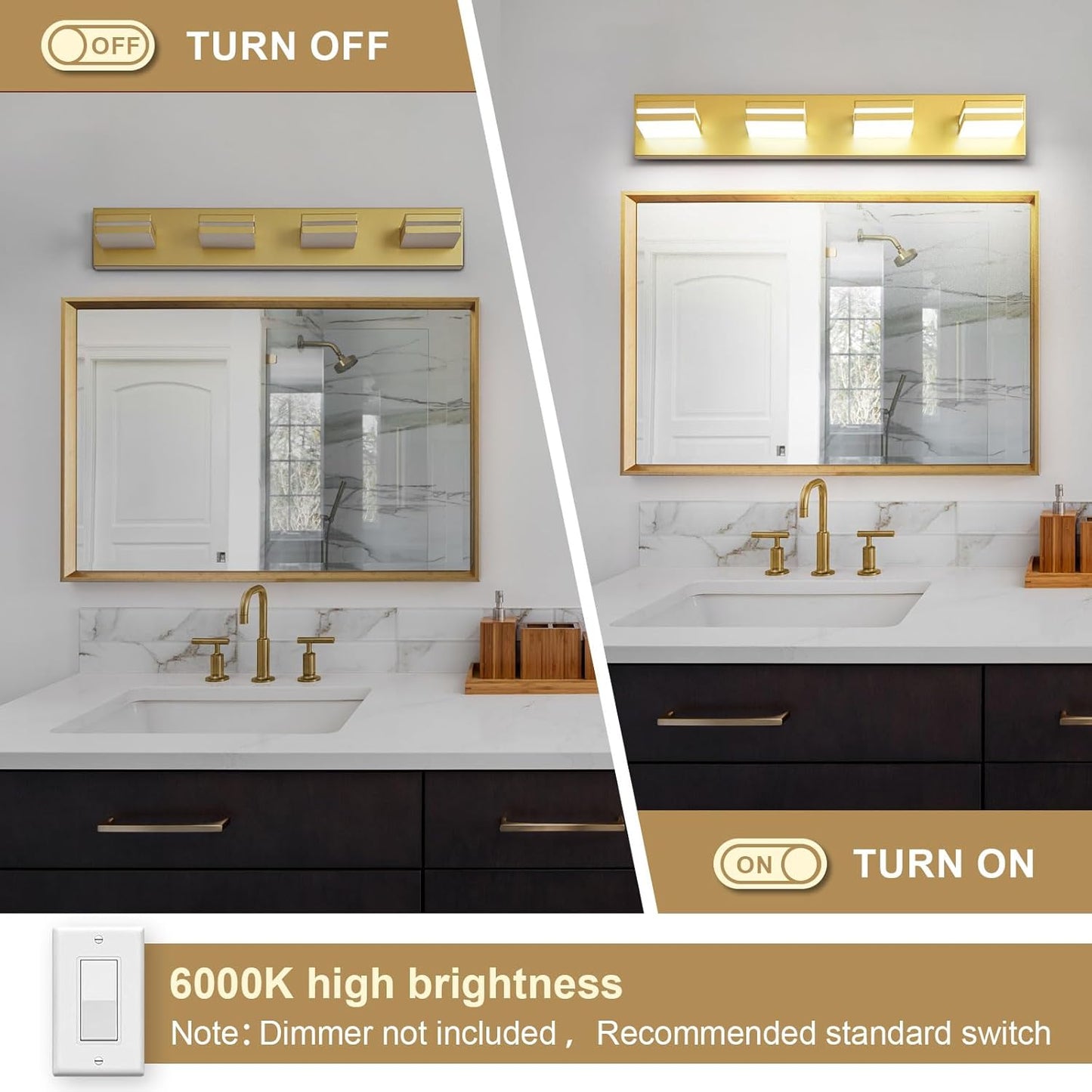 3-Light Modern LED Bathroom Vanity Light Fixture - Black Metal & Acrylic, 16-inch Over Mirror Lighting