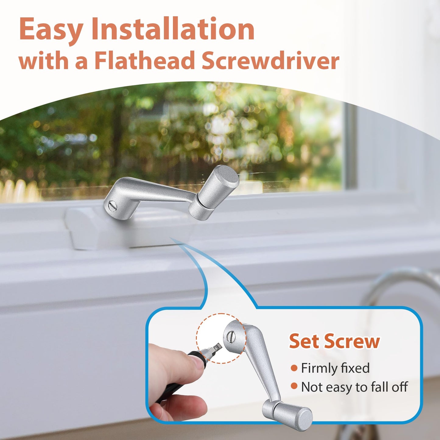 MorningRo 2 Pack Window Crank Handle Replacement H 3966 H 4106, 3/8" Spline Socket Crank Handle with Smooth 360 Degree Operation, Casement Window Rotating Handles Provide Security for Windows