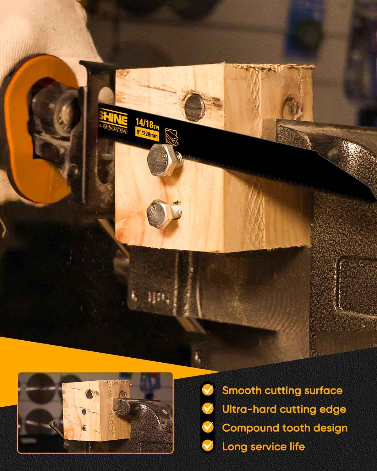 10 Pack 9 inch 14/18TPI Reciprocating Saw Blades, M42 Teeth with 9% Cobalt Bi-Metal Blades,for Automatic Dismantling Sawzall Blades for 1/16-5/16 Medium Metals