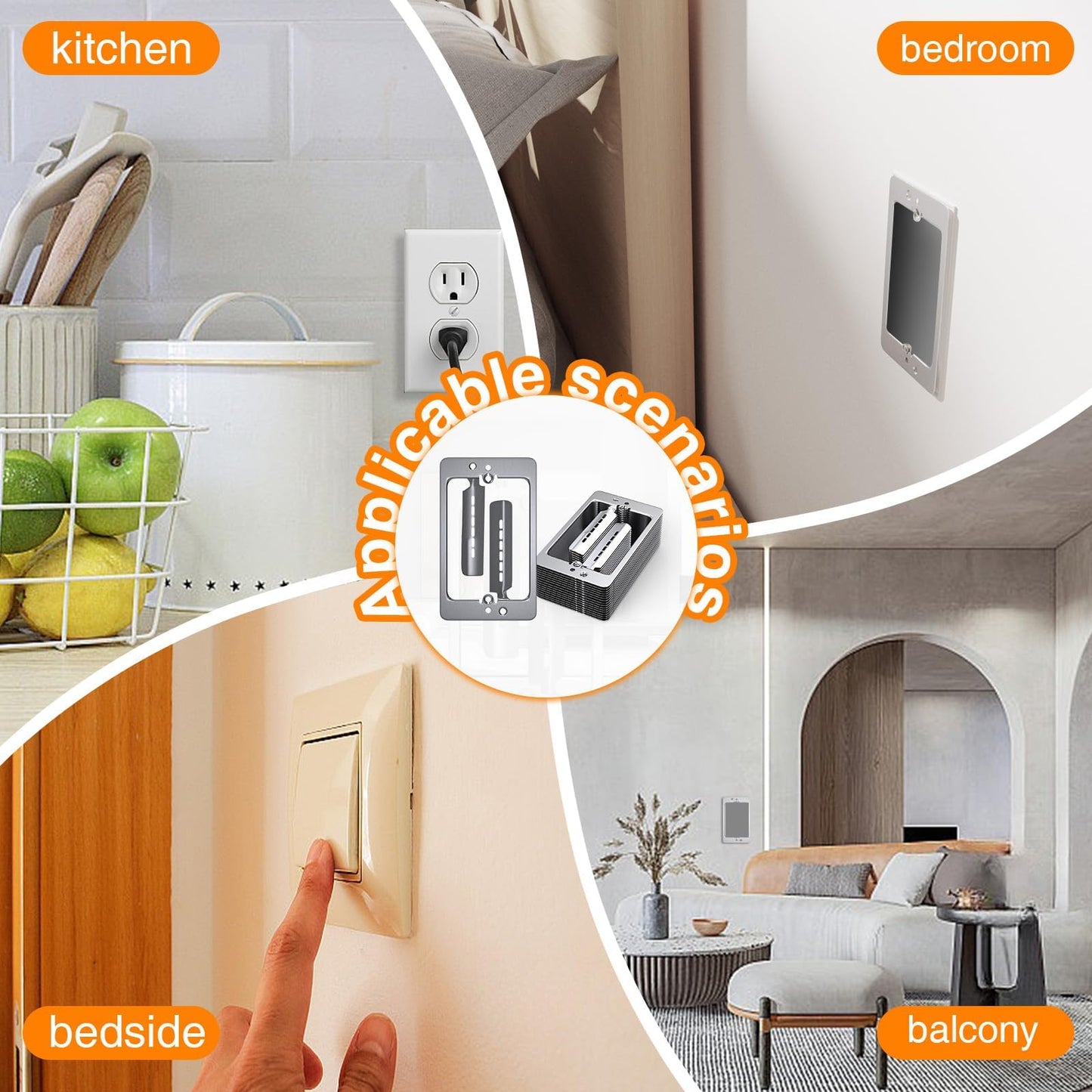 CHOWZZ 10 Pcs Low Voltage Mounting Bracket 1 Gang,Single Gang Drywall Brackets,Low Voltage Box Brackets for Drywall Outlet Cable Pass Through Wall Plates,Fixing Loose Outlets or Adding New Outlet