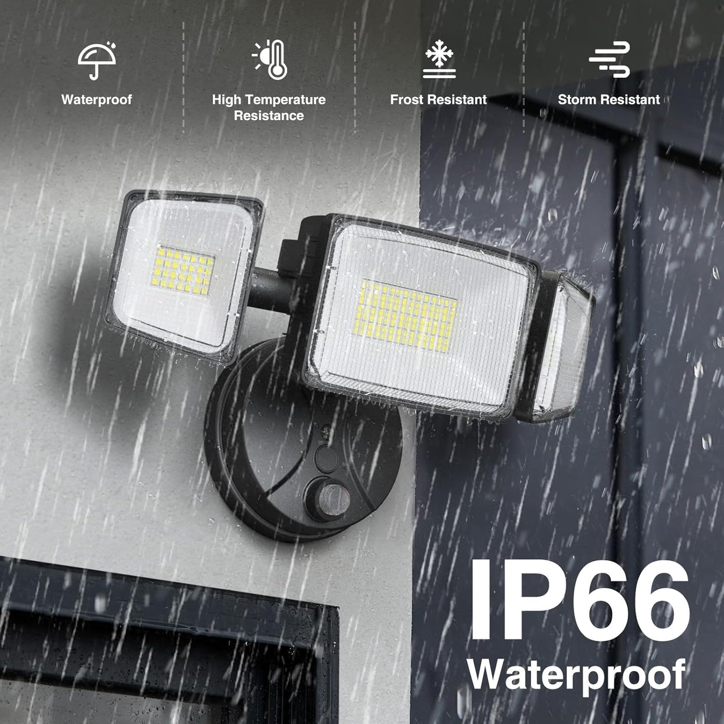 100W Dusk to Dawn LED Outdoor Flood Light - 11000LM Waterproof Security Light with 3 Heads Photocell for Garage & Yard