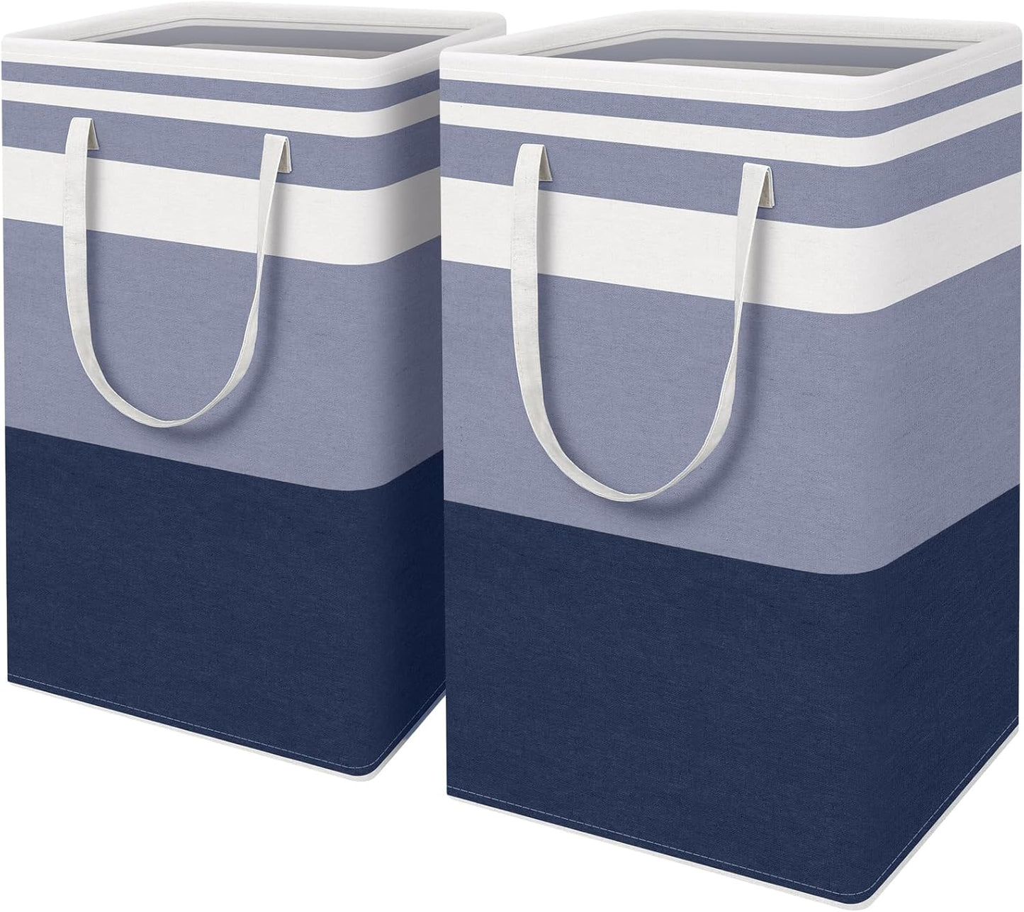 Waterproof 100L Laundry Basket Set - Collapsible Freestanding Hamper with Extended Handles - 2-Pack Gradient Grey for Clothes & Toys