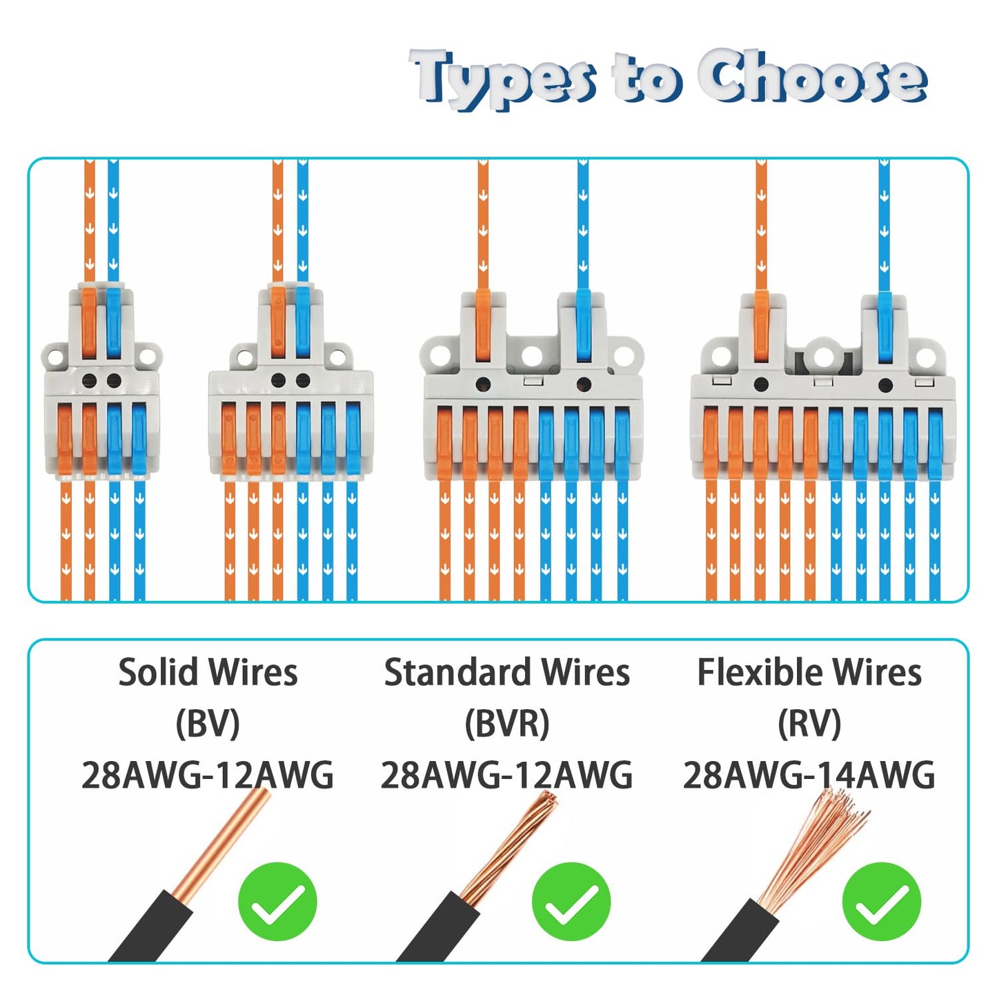 Tugermoola 9PCS Lever Wire Connectors Quick Wiring Cable Connector Electrical Lever Wire Cable Connectors Push-in Conductor Terminal Blocks (2 in 6 Out)