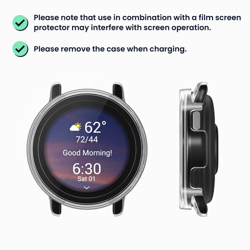 kwmobile Cover Compatible with Garmin vivoactive 5 / Active 5 Covers - 2X Tempered Glass with Plastic Frame - Transparent