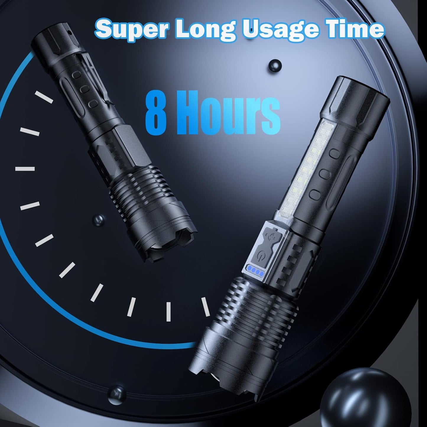 Rechargeable High Lumens Flashlight 2 Pack - 990000 Lumen Super Bright LED, 7 Modes, IPX6 Waterproof for Camping & Emergencies