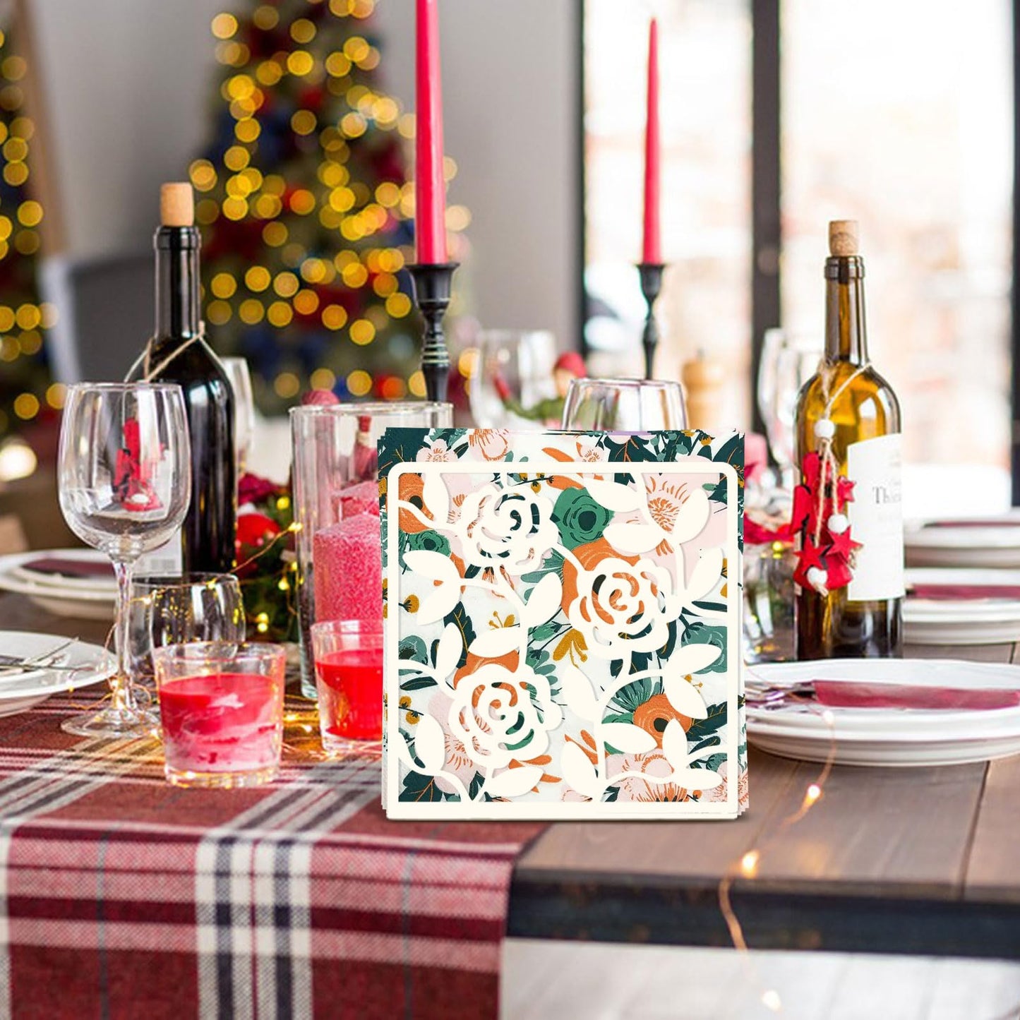 Resama Metal Napkin Holder for Table,Metal Rose Standing Napkin Holder for Kitchen Dining Tables & Countertops, Black Countertop Napkin Holders for Indoor & Outdoor,Unique Table Decor Gifts (White)