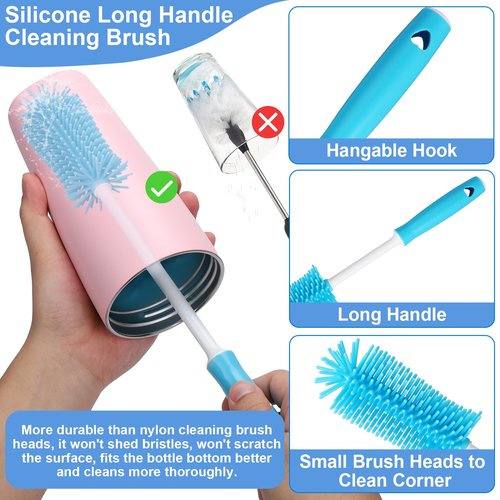 XANGNIER 5 Pcs Water Bottle Cleaner Brush Set for Owala Smooth Sip Slider Coffee Tumbler 12oz& 20oz,Silicone Boot Protector,Multifunctional Bottle Brush and Straw Cleaner Brush