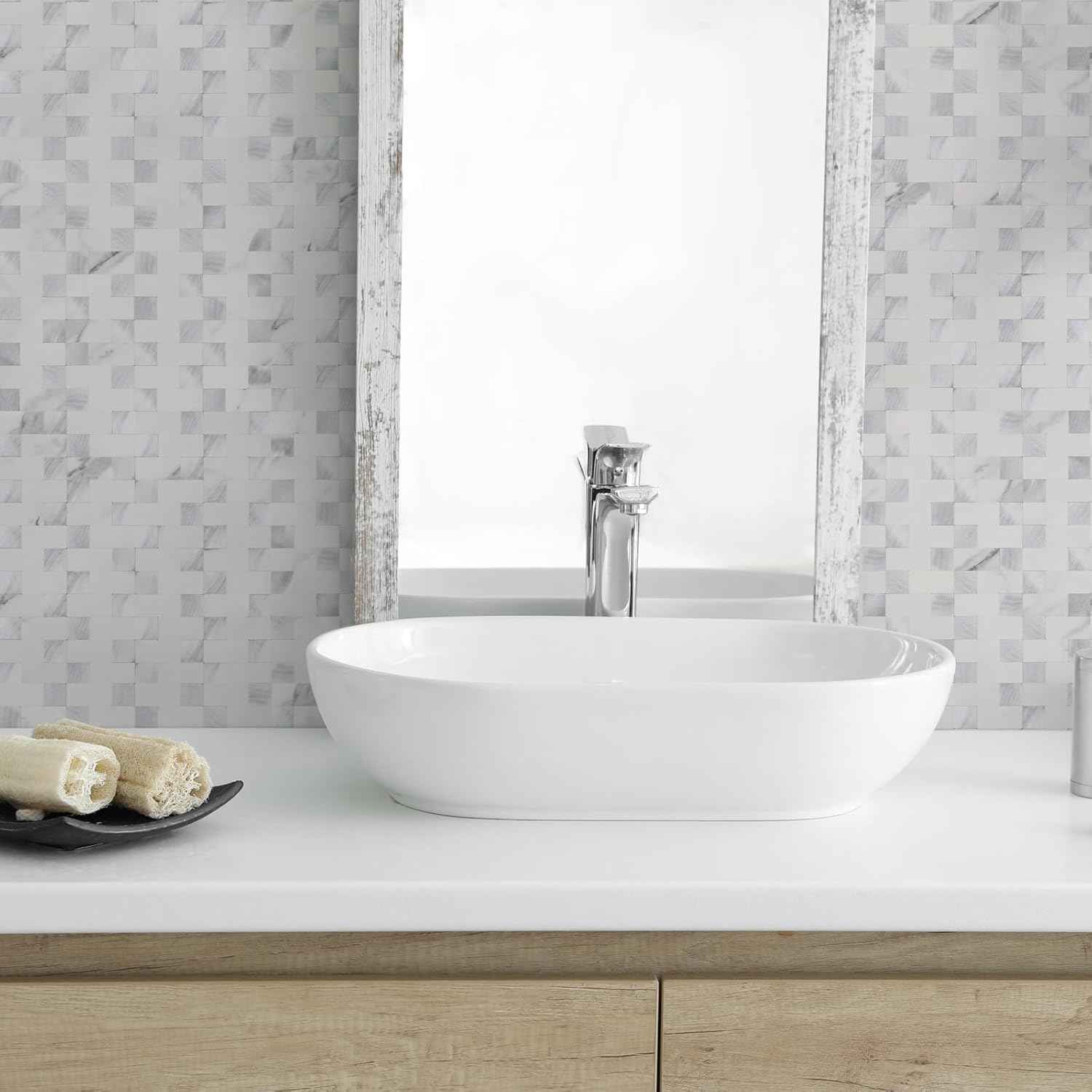 Stainless Steel Peel and Stick Backsplash Tiles - 20 Sheets, 12''x12'' for Kitchen & Bathroom