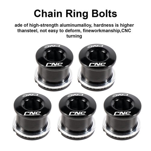 Chooee Double Chainring Bolts,M8 Steel Chain Ring Bolts Set Black