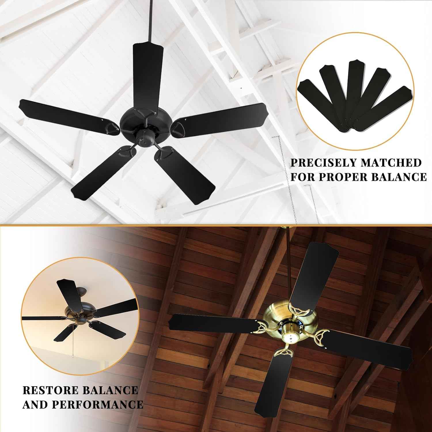42-Inch Waterproof Replacement Fan Blades - 5 Pcs for Indoor/Outdoor Ceiling Fans