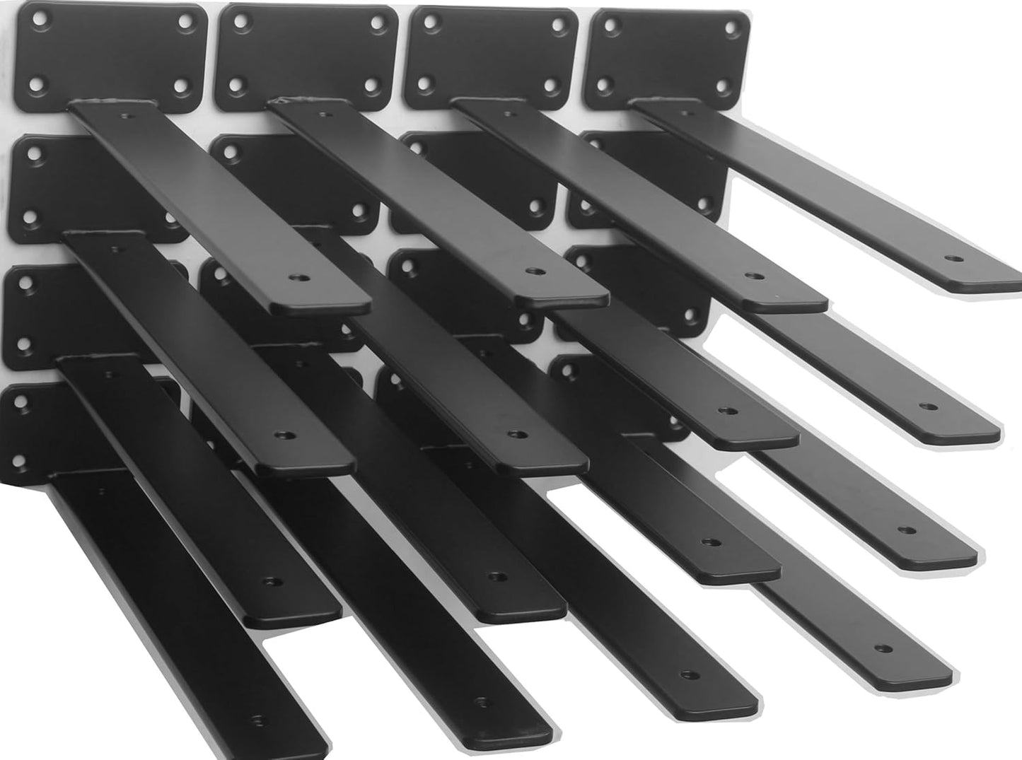 10-Inch Black Iron Floating Shelf Brackets - 12 Pack Rustic Industrial Support