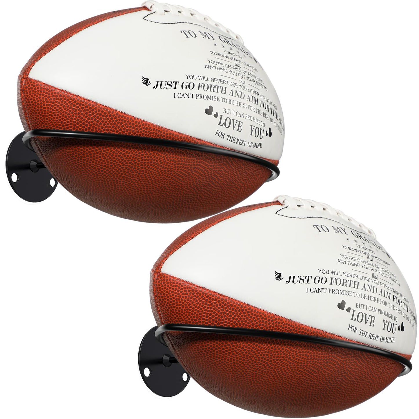 Threan 6 Pcs Football Wall Mount Holder Football Room Decor Basketball Holder Display Stand Wall Mounted Ball Storage Rack for Man Sports Soccer Volleyball Rugby, Metal