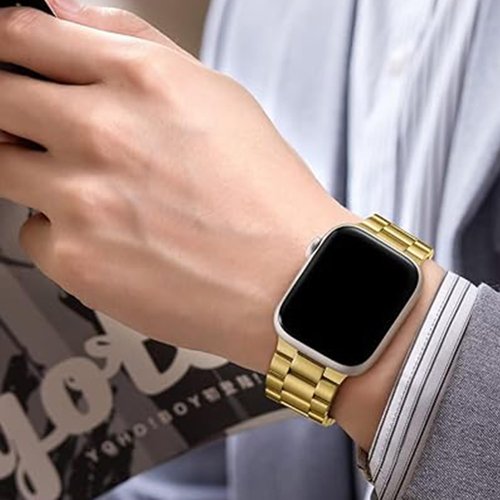 Compatible with IOWODO R30 Pro Bands, Lamshaw 20mm Stainless Steel Metal Replacement Strap Bracelet Compatible with IOWODO R30 Pro, R50 / Compatible for Blackview R50 / Compatible for RLQA 54 1.83" Smart Watch (Gold)