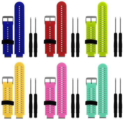 HWHMH Colorful Replacement Silicone Bands with Pin Removal Tools for Garmin Forerunner 220/230/235/620/630 (No Tracker, Replacement Bands Only) (Pack of 6)
