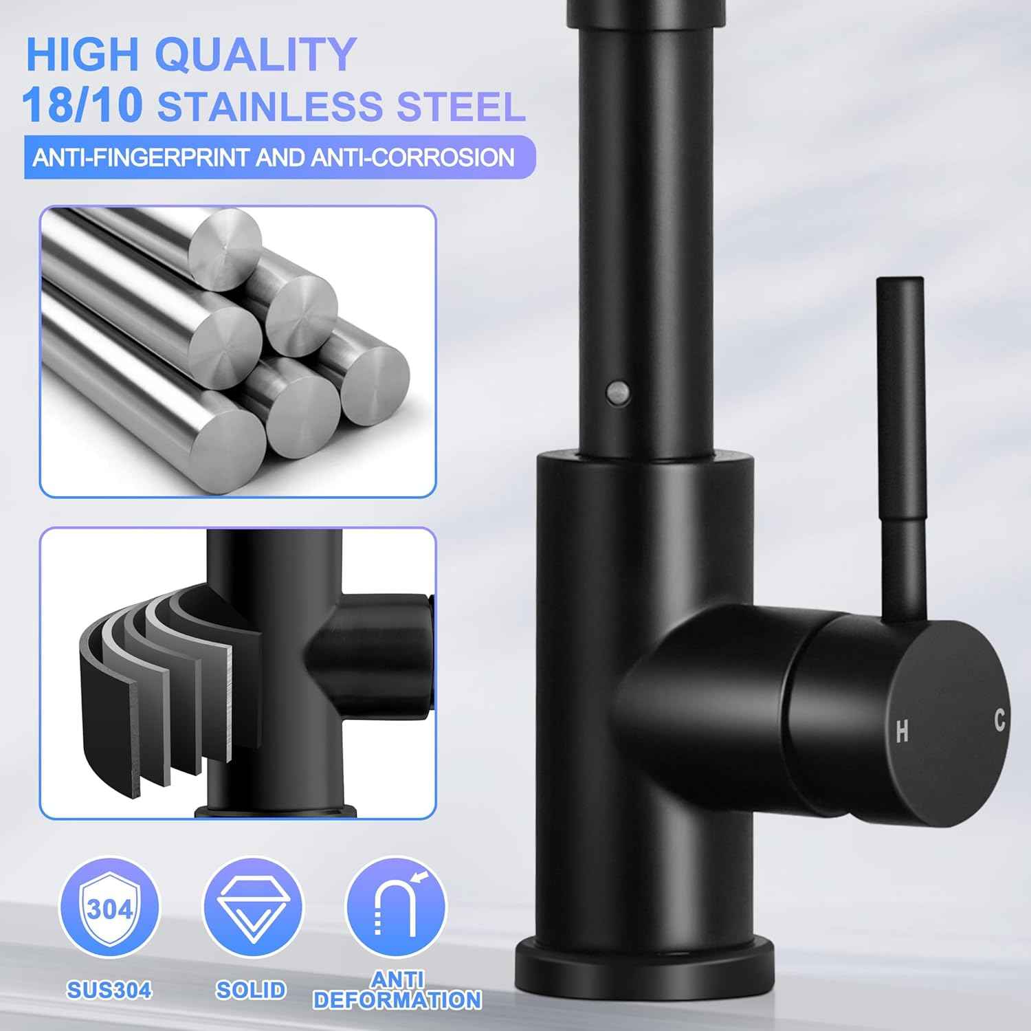 Touchless Kitchen Faucet with Soap Dispenser & Pull Down Sprayer - Commercial Grade Brushed Nickel