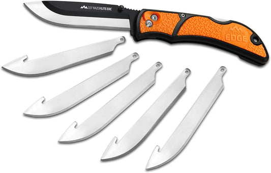 RazorLite EDC Pocket Knife 3.5” - Obsidian Black, Replaceable Blades & Clip for Camping, Hunting, Survival