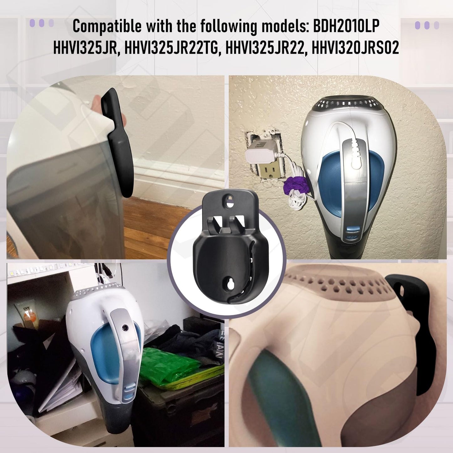 2 Pack 90606947-01 Vacuum Wall Base | Replacement Wall Mount Compatible with Black & Decker BDH2010LP, HHVI325JR, HHVI325JR22TG, HHVI325JR22, HHVI320JRS02