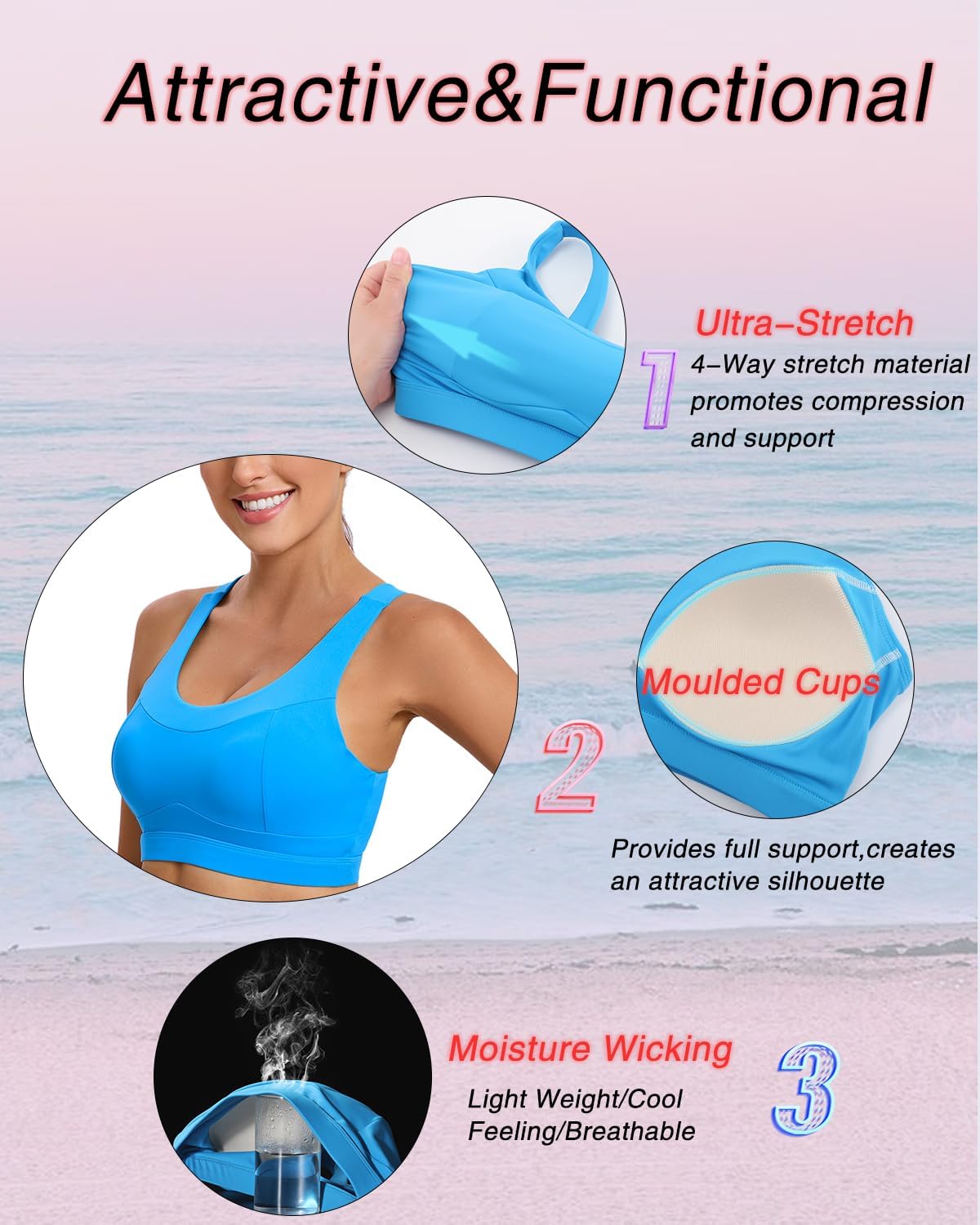 RUNNING GIRL High Impact Sports Bra - Racerback Workout Crop Top for Ultimate Support | Longline Design