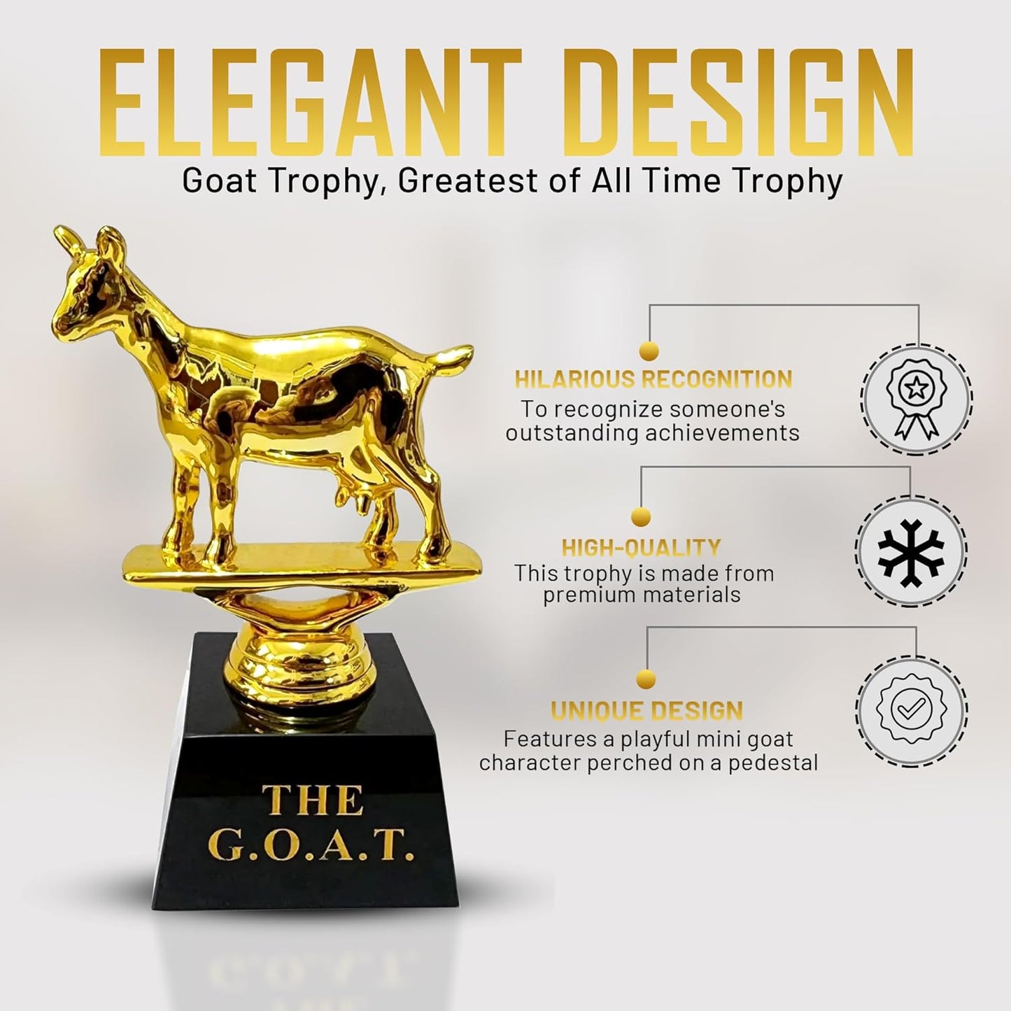 Vaulted Skulls & Co Goat Trophy | Greatest of All Time Trophy (G.O.A.T) | G.O.A.T Trophy | Sports Team Trophies | Funny Office Trophy | Gold/Black