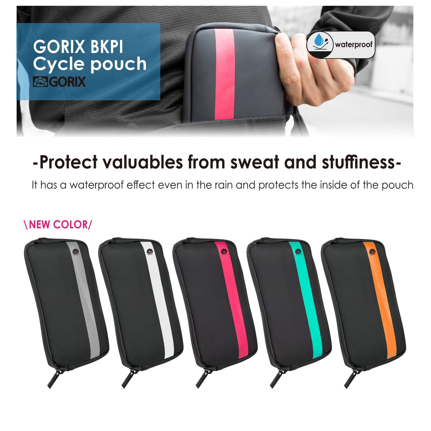 GORIX Cycling Pouch Cycle Bag Waterproof Mobile Phone Case Road MTB Bike Bicycle (BKPI(Global Edition)) (Gray)