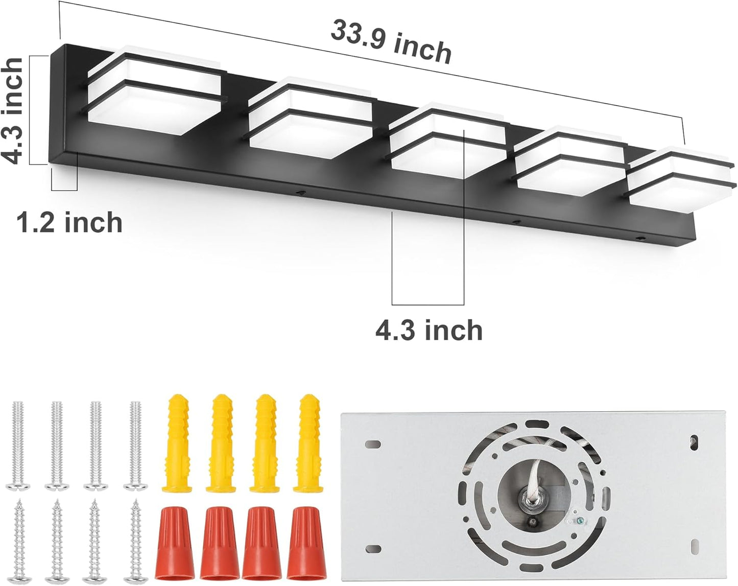 LED Chrome 3-Light Dimmable Bathroom Vanity Light Fixture - Modern Acrylic & Stainless Steel Over Mirror Lighting