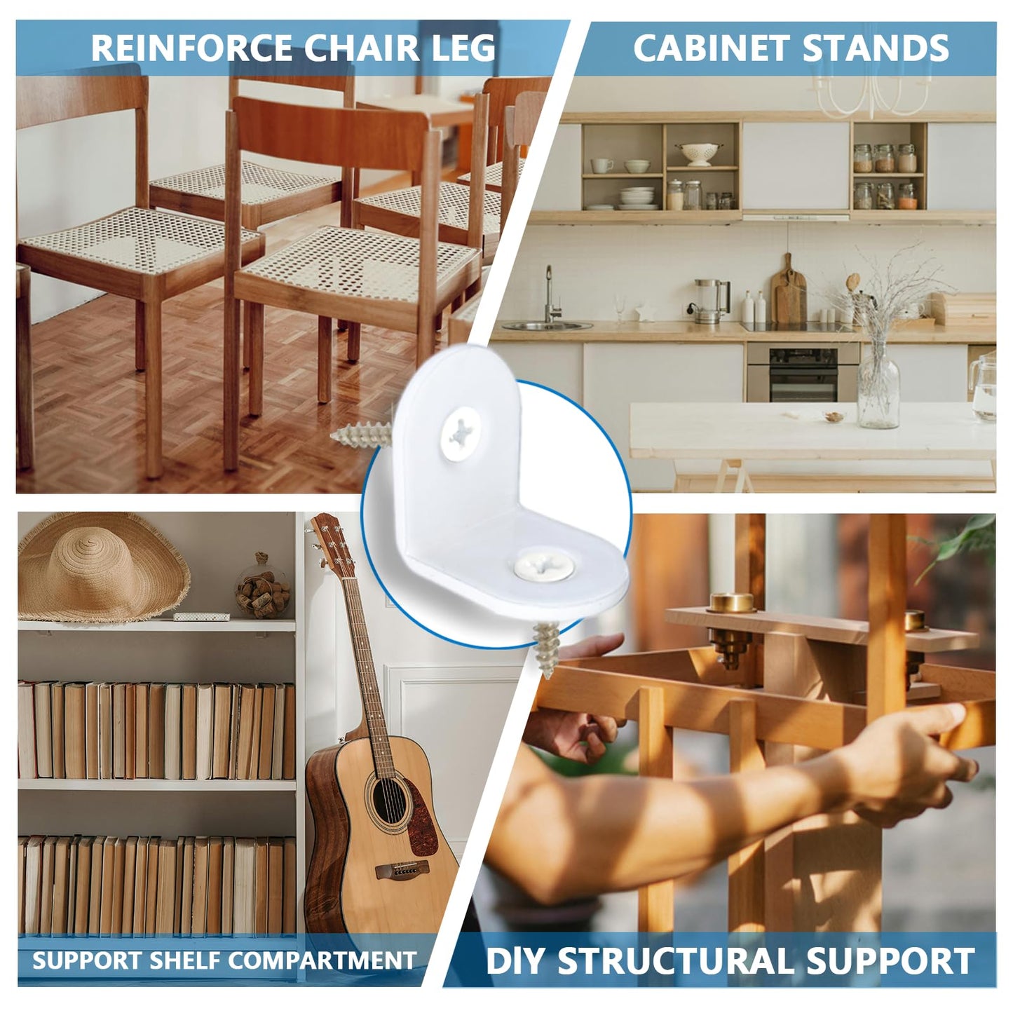 Oufiin 40 Pcs Small White L Brackets & 80 Pcs White Screws – 0.79x0.79 Inch Right Angle Corner Braces for Wood Furniture, Bed Frames, Cabinets, Drawers, and Chairs