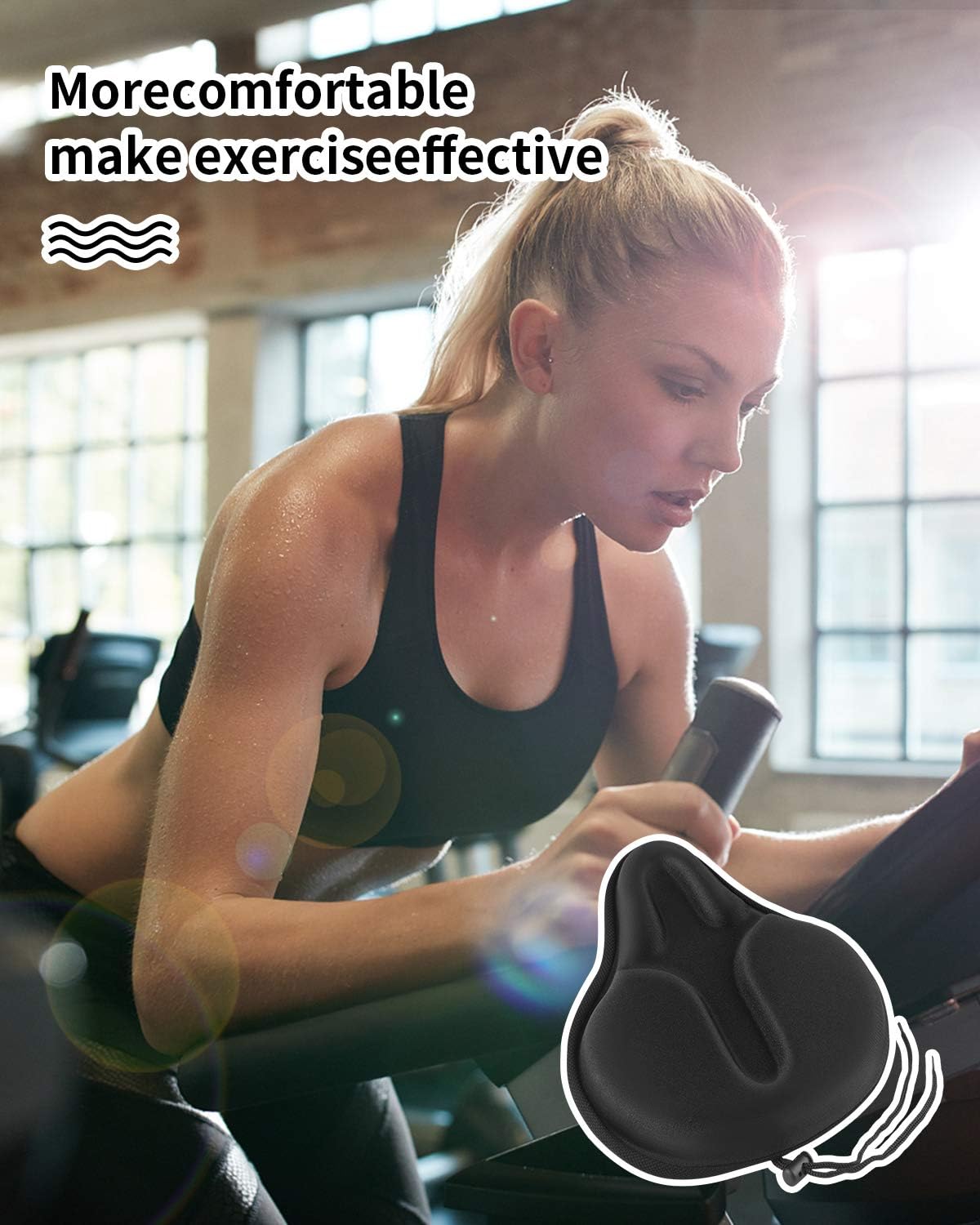 MSDADA Large Gel Bike Seat Cover - Extra Soft Cushion for Men & Women | Fits Indoor & Outdoor Cycling (11.41" x 10.24")