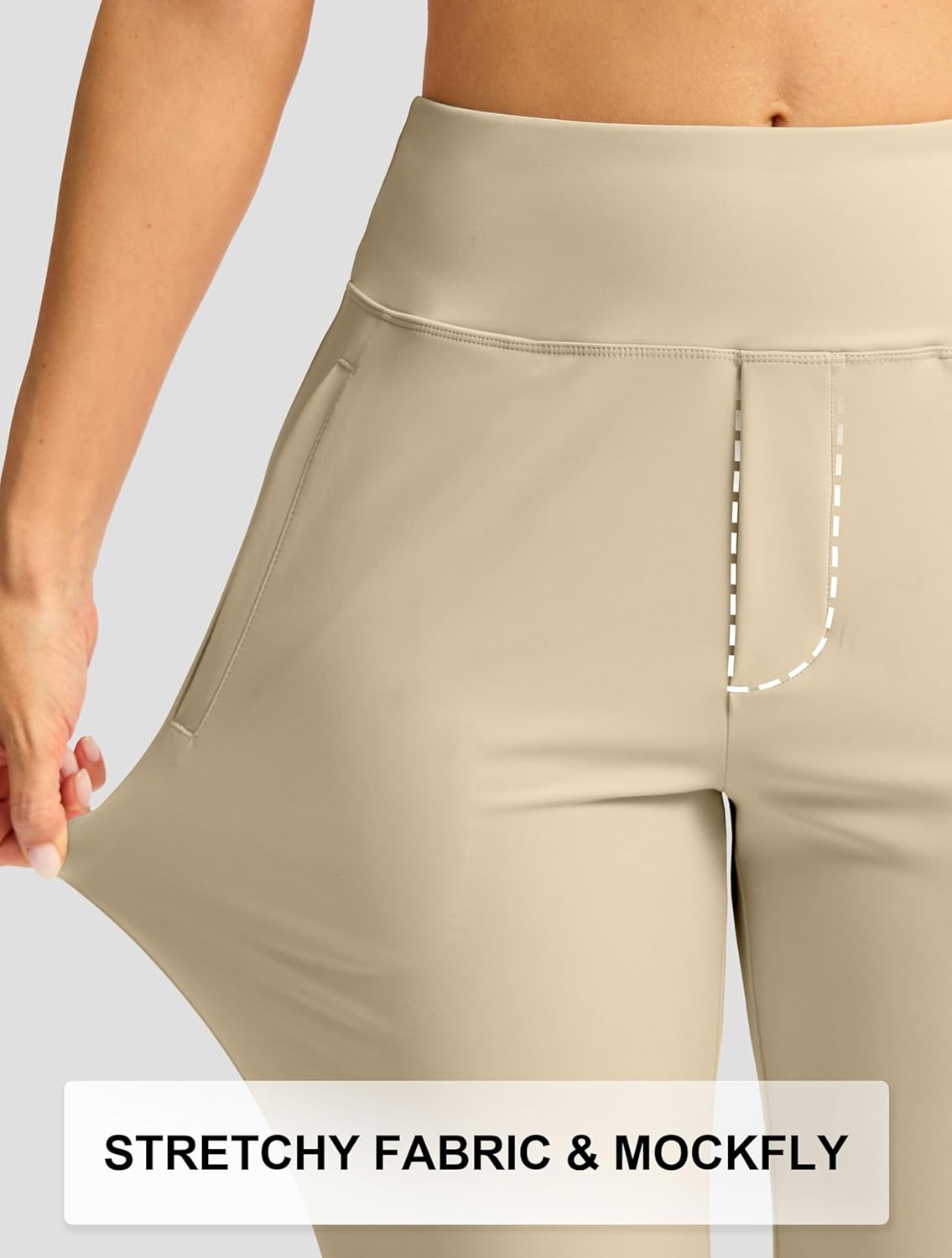 SANTINY Women's High-Waisted 7/8 Stretch Ankle Pants - 3 Pockets for Golf & Casual Travel